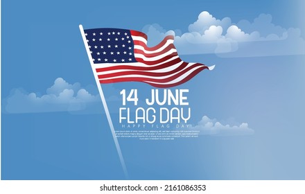 illustration of Flag Day, National day in United States. Holiday celebrated annual June 14 in USA.