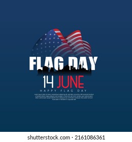 illustration of Flag Day, National day in United States. Holiday celebrated annual June 14 in USA.