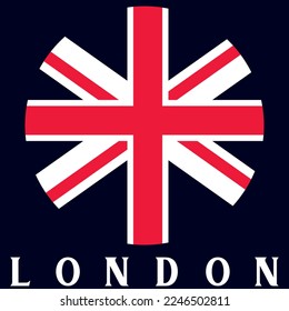 Illustration flag of england in circle and text London Cool Colors