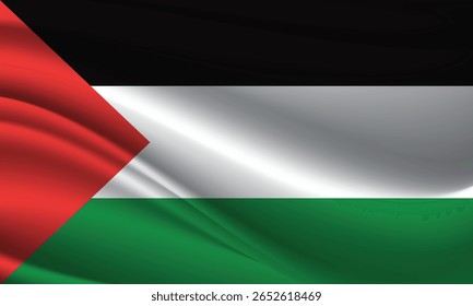 An illustration of a flag fluttering in the wind. This flag symbolizes solidarity and struggle. Suitable for editorial, humanitarian, political, or educational social media content.