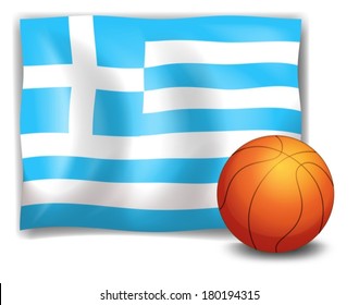 Illustration of the flag of Greece at the back of a ball on a white background