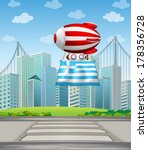 Illustration of the flag of Greece and the floating balloon