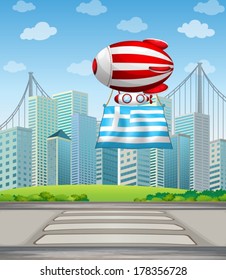 Illustration of the flag of Greece and the floating balloon