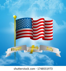Illustration Flag of Happy Fourth July Independence Day of America