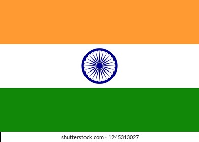 Illustration of the flag of India shaped like a heart. India flag, official colors and proportion correctly. National India flag. Vector illustration. EPS10.