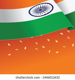 Illustration of Flag of India waving, Happy Independence day banner, Vector
