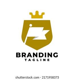 illustration of a flag inside a shield. good for any business.
