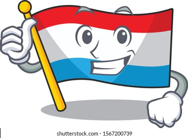 Illustration of flag luxembourg while making Thumbs up gesture