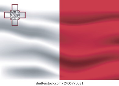 Illustration of the flag of Malta waving