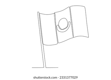 Illustration of the flag of Mexico. Independencia de Mexico one-line drawing