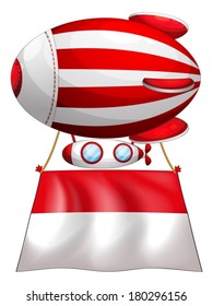 Illustration der Flagge von Monaco, die an einem schwimmenden Ballon auf weißem Hintergrund befestigt ist