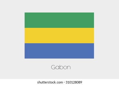 An Illustration of the flag, with name, of the country of Gabon
