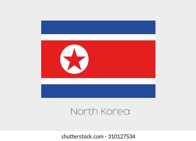 An Illustration of the flag, with name, of the country of North Korea