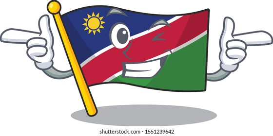 illustration flag namibia isolated wink with cartoon