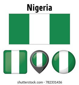 Illustration flag of Nigeria, and several icons. Ideal for catalogs of institutional materials and geography