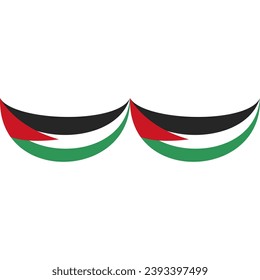Illustration of the flag of Palestine waving in the wind on a white background