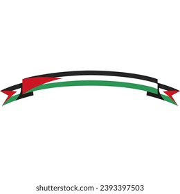 Illustration of the flag of Palestine waving in the wind on a white background