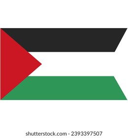 Illustration of the flag of Palestine waving in the wind on a white background