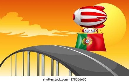 Illustration of the flag of Portugal carried by the floating balloon