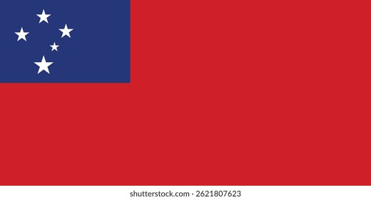Ilustração da Bandeira de Samoa. Bandeira Oficial de Samoa.