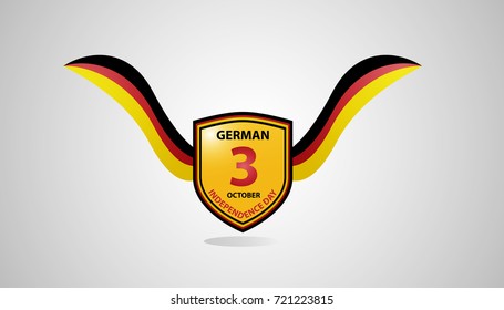 illustration of flag and shield, with ribbon, for German independence day. vector EPS10