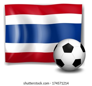Illustration of the flag of Thailand beside a soccer ball on a white background