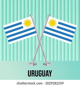 Ilustración de una bandera de Uruguay aislada en un fondo blanco.