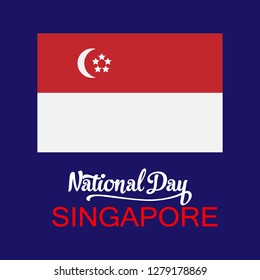 illustration flag vector national day singapore
