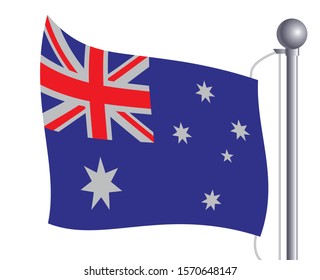 Illustration of flag waving in the wind, Australian flag, vector data.