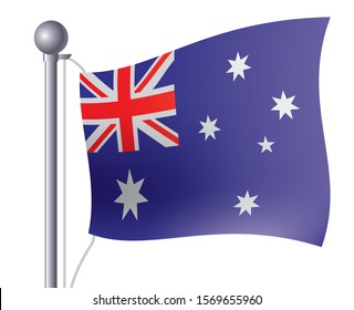 Illustration of flag waving in the wind, Austrian flag, vector data.