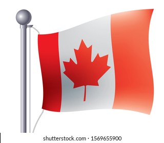 Illustration Flag Waving Wind Canadian Flag Stock Vector (Royalty Free ...