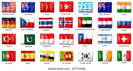 Illustration of flags from different countries