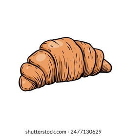 Illustration of flaky croissant, ideal for breakfast and bakery themes, showcasing excellent craftsmanship