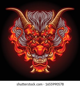 illustration of flame dragon mascot logo premium vector