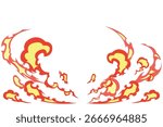 Illustration of flame effect spreading from the center..	