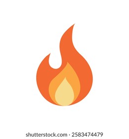 an illustration of a flame. It has an orange outer color and a yellow inner color