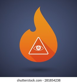 Illustration of a flame icon with an all seeing eye