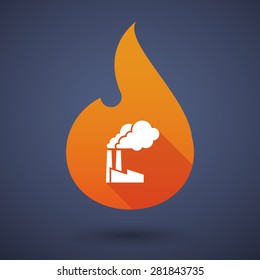 Illustration of a flame icon with a factory