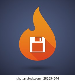 Ilustração de um ícone de chama com um disquete