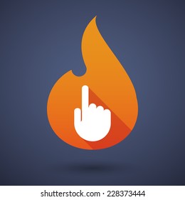 Illustration of a flame icon with a hand