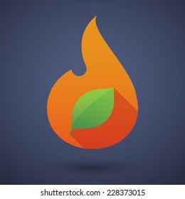 Illustration of a flame icon with a leaf