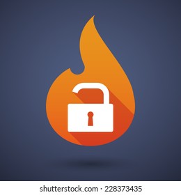 Illustration of a flame icon with a lock pad