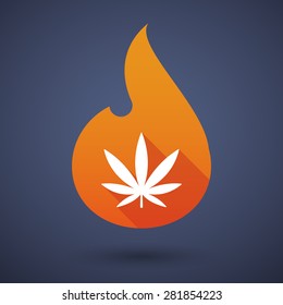 Illustration of a flame icon with a marijuana leaf