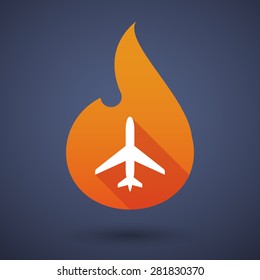 Illustration of a flame icon with a plane