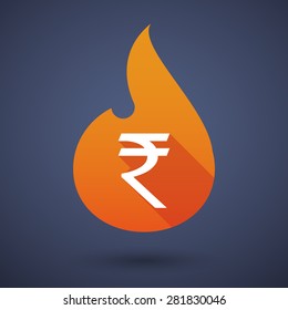 Illustration of a flame icon with a rupee sign