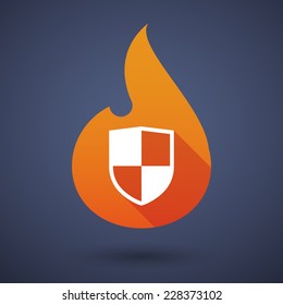 Illustration of a flame icon with a shield