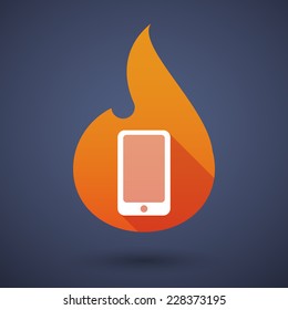 Illustration of a flame icon with a smartphone