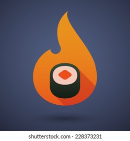 Illustration of a flame icon with a sushi
