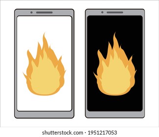 Illustration of the flame image of the smartphone with the flame displayed