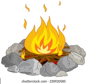Illustration of flame into fire pit
